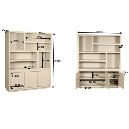 Starfurn  boekenkast Brussel - beige - 45x90x200cm - vtwonen shop