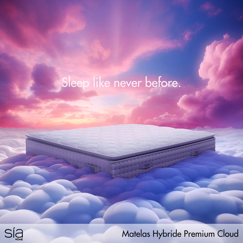 Sia Home - Matras HYBRIDE PREMIUM CLOUD - traagschuim. latex & pocketveren wit 90cm