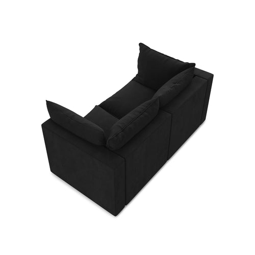 LaMiaSofa Tweezits modulaire bank Ravenna - textuurstof - zwart - 180x90x77