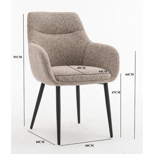 DÉJA Living Eetkamerstoel Noé - Taupe/Zwart - Zithoogte 47cm - Set van 2 - vtwonen shop