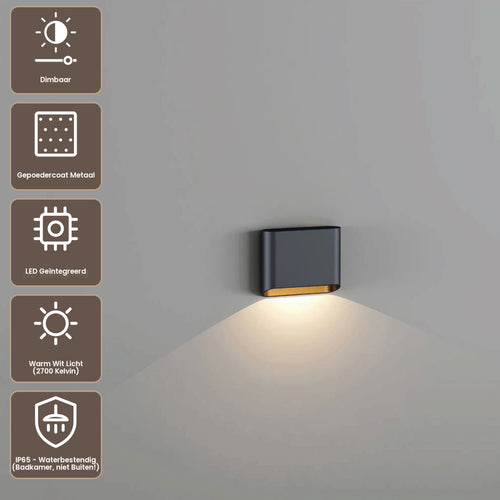 Artdelight Wandlamp Diaz 1L - Zwart/Mat Goud
