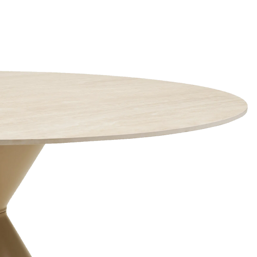 Artichok Anisa metalen eettafel met keramiek blad beige - Ø120