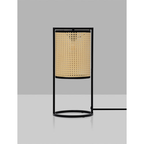 Nova Luce ERTO Cilindrische tafellamp zandkleurig zwart E27 1x12W