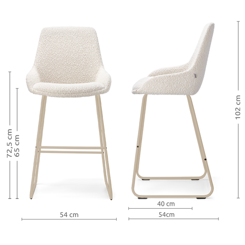 Nolon Nino-Isa barkruk bouclé beige - beige onderstel - 65 cm