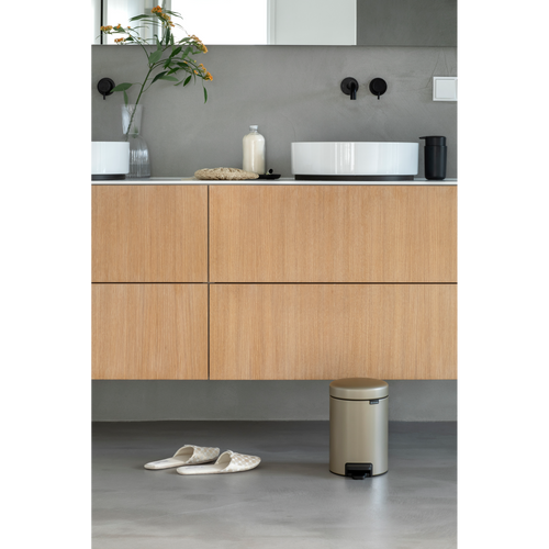 Brabantia NewIcon Pedaalemmer, 3 liter, kunststof binnenemmer - Metallic Gold
