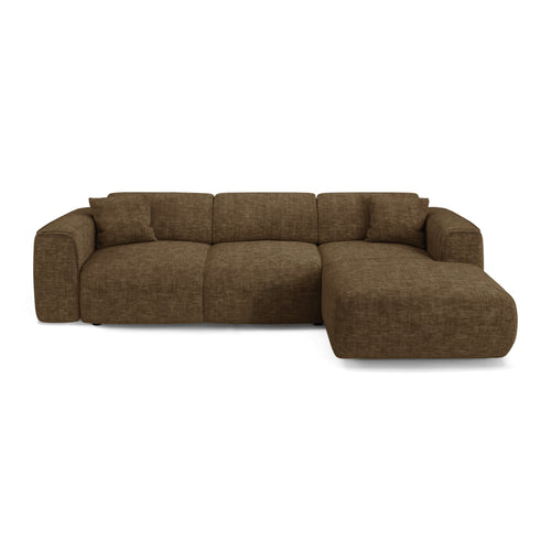 Sia Home - Hoekbanken YUMA - Fluweel met structuur - Expresso bruin - 283cm - vtwonen shop