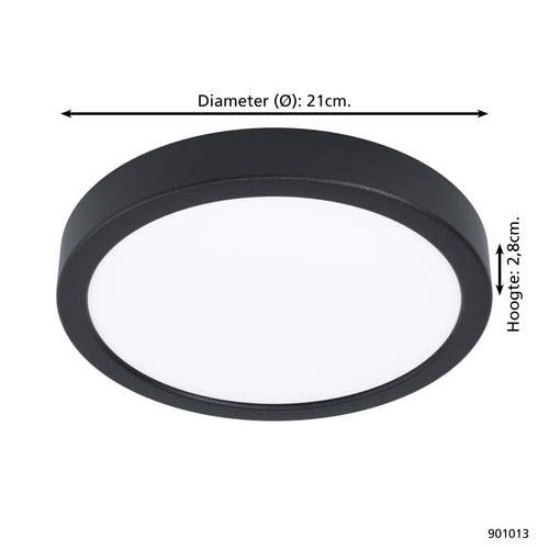 EGLO opbouwlamp Fueva 5 - led - ø 21 cm - zwart/wit