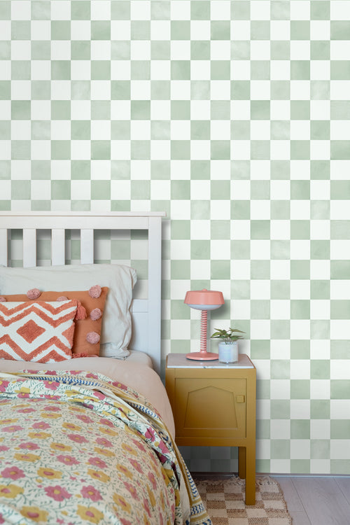 ESTAhome behang geblokt motief groen - 53 cm x 10.05 m - 131290 - vtwonen shop