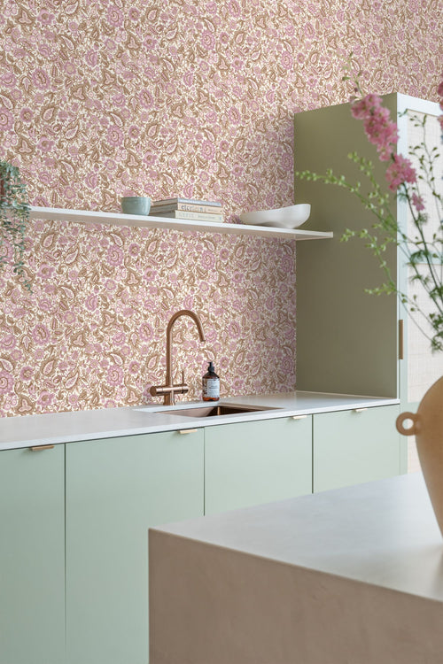 ESTAhome behang vintage bloemen bruin en paars - 50 x 900 cm - 131495 - vtwonen shop