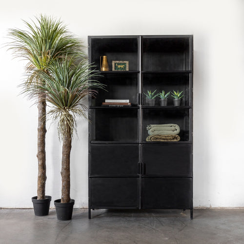 Giga Meubel Vitrinekast Tygo - Zwart Metaal - 120x40x210cm - vtwonen shop