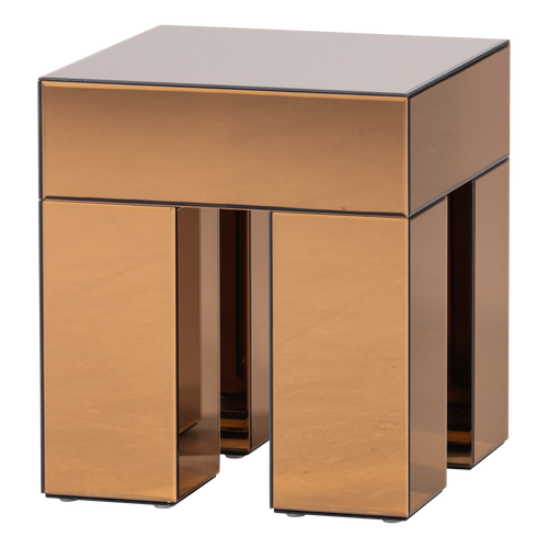 WOOOD bijzettafel Mirrox - Hout/Spiegelglas - Bruin - 50x45x45