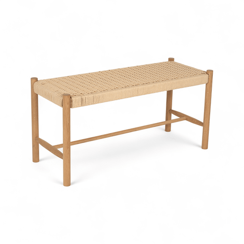 Furnhouse bankje Shine - Natuurlijk eikenhout - Papiergaren - 36x90x45