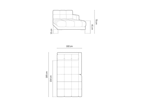 Cosmopolitan Design rechter chaise longue Bali flueel, geel - 185x102x75cm