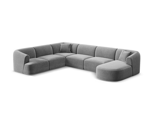 Cosmopolitan Design Modulaire panoramische hoekbank links Campi 7-zits, flueel grijs - 255x330x70cm