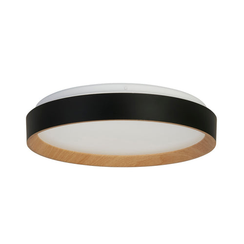 Searchlight Sorrento LED plafondlamp zwart met houtprint