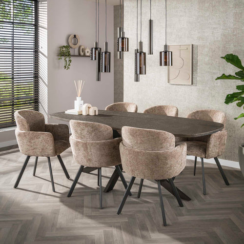 Giga Meubel Eetkamerstoel Embrace - Champagne - Draaibaar - Set van 2 - vtwonen shop