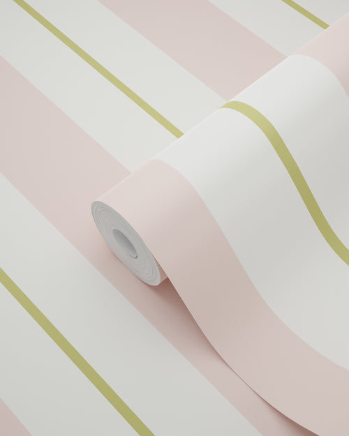 ESTAhome behang strepen licht roze en olijfgroen - 50 x 900 cm - 131478 - vtwonen shop