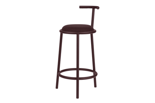 noo.ma Wine Berry barkruk - metalen frame, zachte gestoffeerde zitting