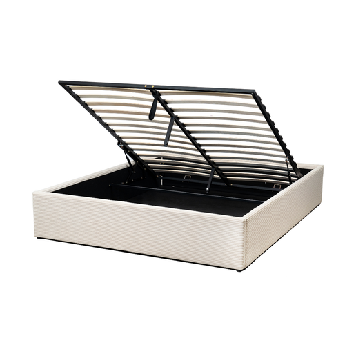 CALICOSY - Opbergbed bekleed met fluweel ROMY - Beige - 170x214x36,5 cm
