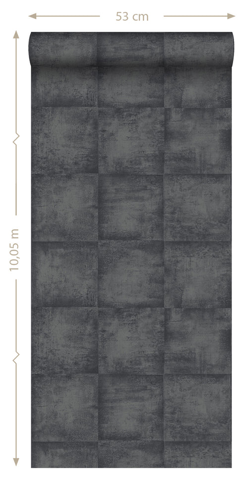 ESTAhome behang betonlook zwart - 53 cm x 10.05 m - 138204