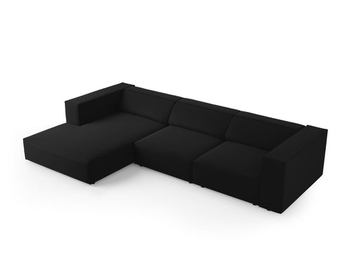 Cosmopolitan Design linker hoekbank Arendal 4-zits, flueel, zwart - 166x284x70cm