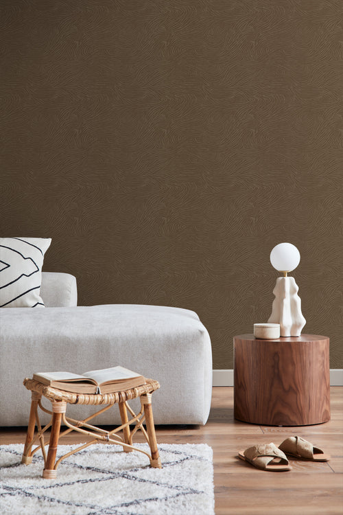 ESTAhome behang 3d golvende lijnen bruin - 50 x 900 cm - 131366 - vtwonen shop