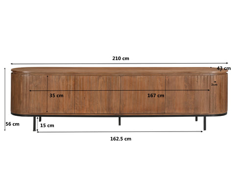 Livingfurn tv-meubel Noor Natural - 210cm - mangohout
