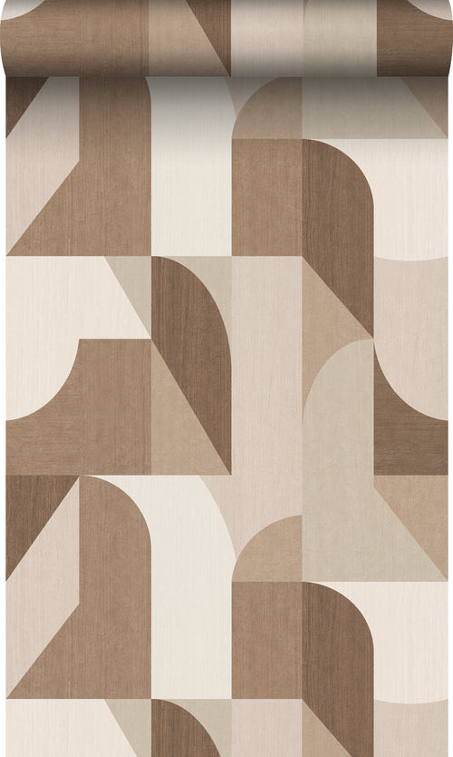 Origin Wallcoverings behang cirkels in Bauhaus stijl bruin en beige - 50 x 900 cm - 348028 - vtwonen shop