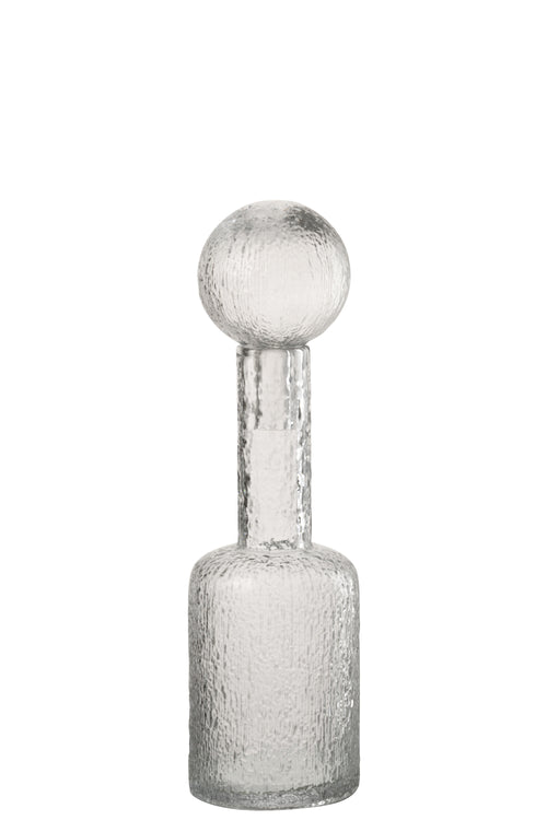 J-Line decoratie Fles Reliëf - glas - transparant - small