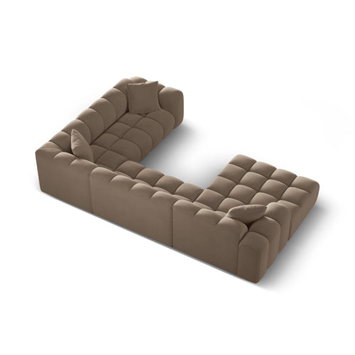 Cosmopolitan Design - Panoramische hoekbank rechts Treno 4-zits, flueel cappuccino - 240x330x70cm