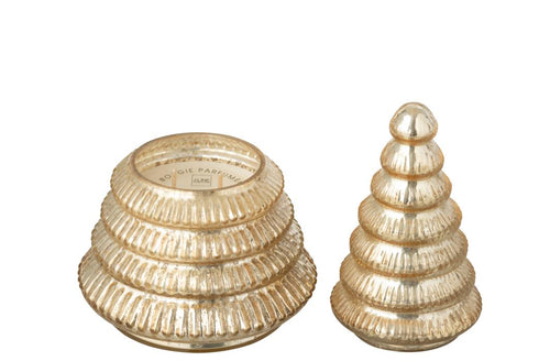 J-Line geurkaars Boom Geribbeld - glas - goud - large - vtwonen shop