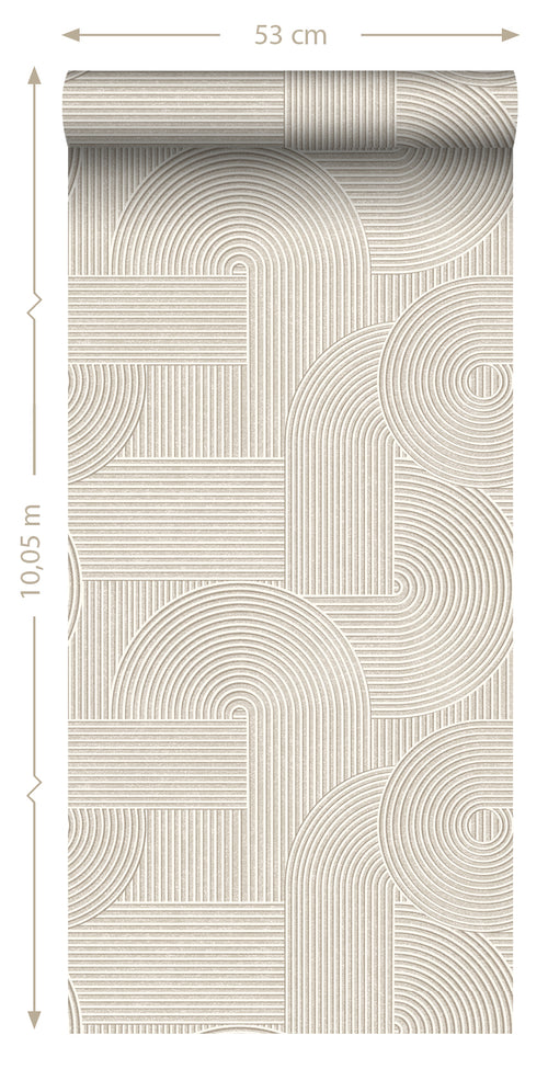 Origin Wallcoverings behang grafisch 3D motief warm grijs - 53 cm x 10.05 m - 348014 - vtwonen shop