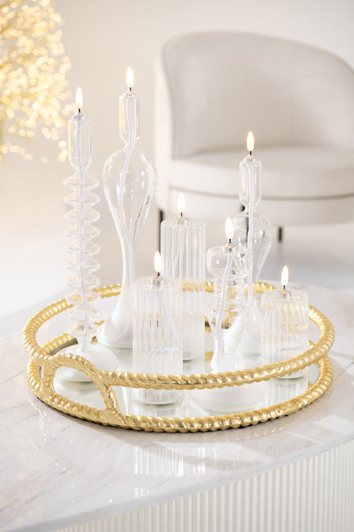 J-Line kaars - glas - transparant - large - LED lichtjes - vtwonen shop