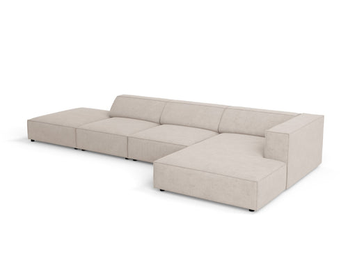 Cosmopolitan Design rechter hoekbank Arendal 5-zits, chenille met ribbeleffect, donkerbeige - 166x341x70cm