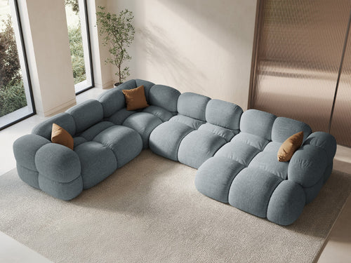 Cosmopolitan Design Panoramische hoekbank links Loretto 5-zits, structurele stof pastelblauw - 250x345x68cm