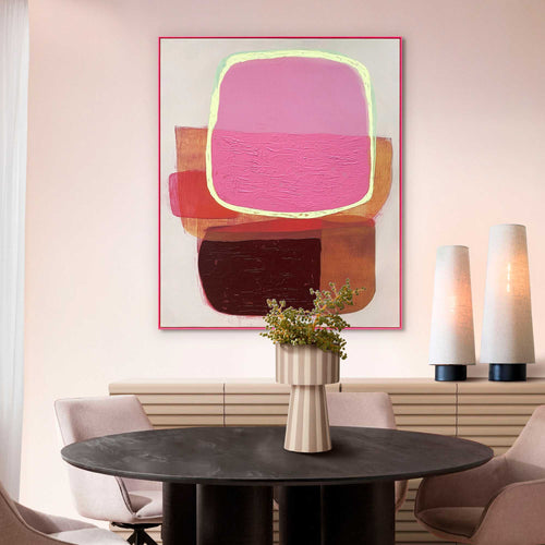 Reinders Organische vormen mixed media -  roze - woonkamer - 120x100cm