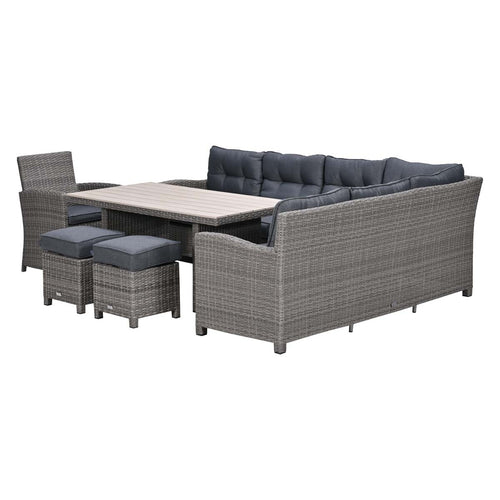 Garden Impressionslounge dining set Jaru 6-delig rechts - light teak vironwood