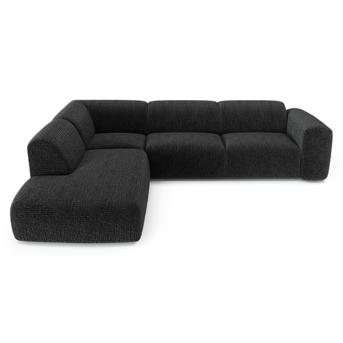 Sia Home - Hoekbanken links MYRA - Fluweel met patroon - Zwart - 269cm