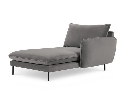Cosmopolitan Design rechter chaise longue Vienna flueel, lichtgrijs - 170x110x95cm