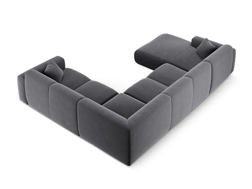 Cosmopolitan Design Panoramische hoekbank rechts Nolio 6-zits, flueel donkergrijs - 252x342x72cm