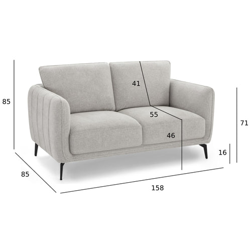 Furnhouse 2-zitsbank Selena - Grijs - Stof - 85x158x85