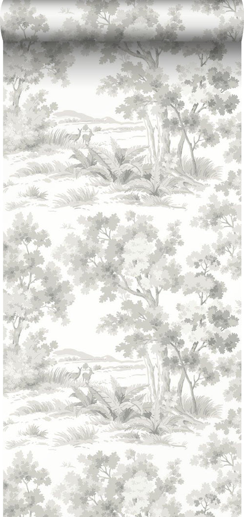 Borastapeter behang bosrijk landschap grijs - 53 cm x 10.05 m - 660387 - vtwonen shop