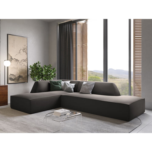 Cosmopolitan Design - Modulaire hoekbank links Siena 4-zits, flueel donkergrijs - 180x273x69cm