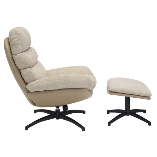 Giga Meubel Fauteuil Liane - Stof/Metaal - Beige - Met Voetenbankje - vtwonen shop