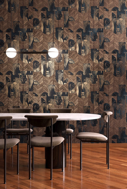 Masureel behang grafisch motief bruin - 53 cm x 10.05 m - 630860