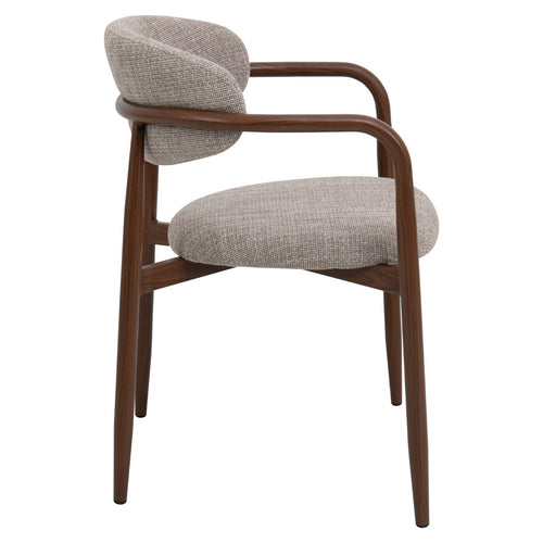 Giga Meubel Eetkamerstoel Alexia - Taupe/Walnoot - Armleuning - Set van 2
