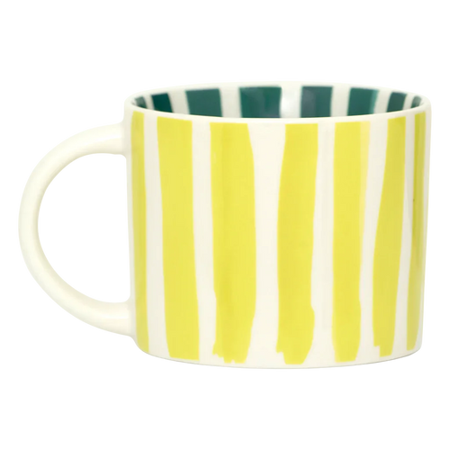 Urban Nature Culture LINDA. x UNC mok Tazza met geprinte strepen binnen & buiten A, yellow - Ø 14.5 * 10.5 * 8.5 CM