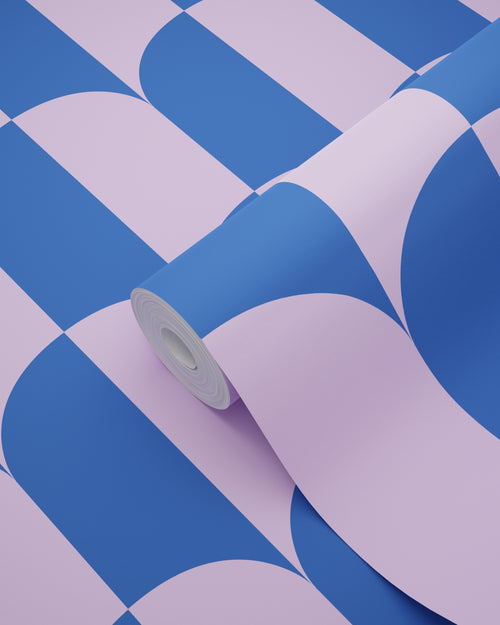 ESTAhome behang art deco bogen lila paars en koningsblauw - 53 cm x 10.05 m - 139983 - vtwonen shop