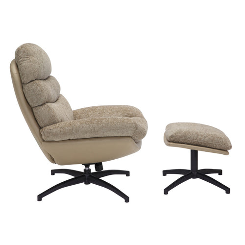 Giga Meubel Fauteuil Liane - Stof/Metaal - Taupe - Met Voetenbankje - vtwonen shop