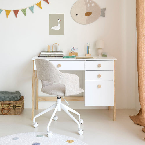 Petite Amélie Kinderbureau met lades Cerise - H75 cm - Wit - vtwonen shop